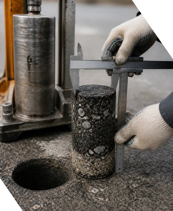 Определение толщины асфальта на строительном объекте в Саратове